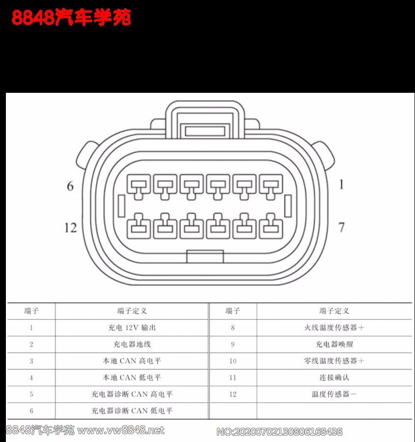 荣威ERX5 EV车载充电机低压接插件端子图12针 